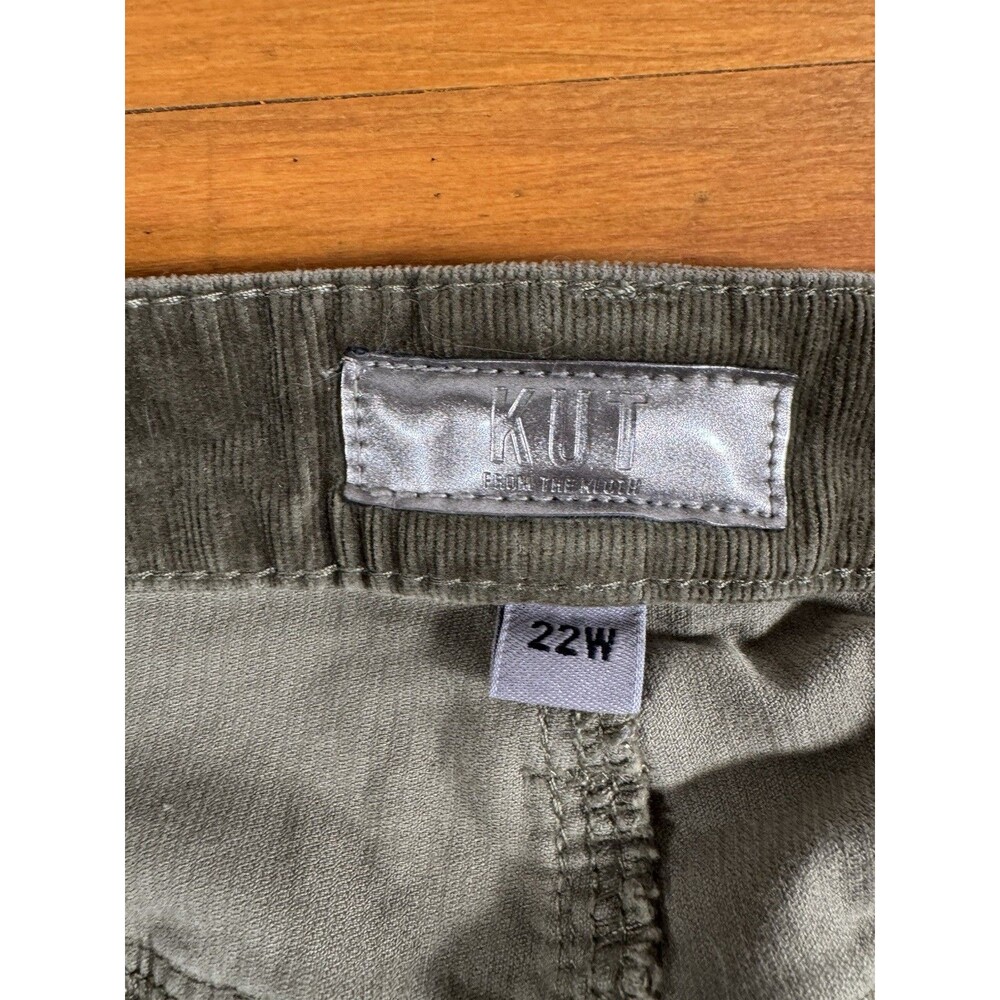 Kut From The Kloth Catherine Boyfriend Corduroy Pants Olive Green Plus 22W Core - Picture 2 of 11